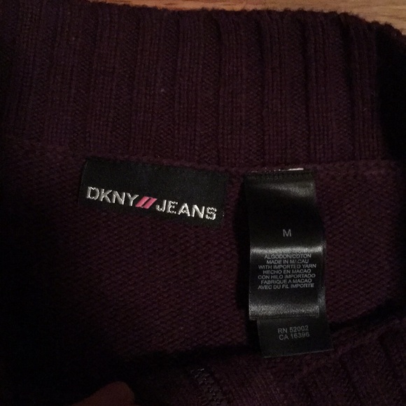 DKNY zip up sweater plum purple and pink letters - Picture 3 of 3